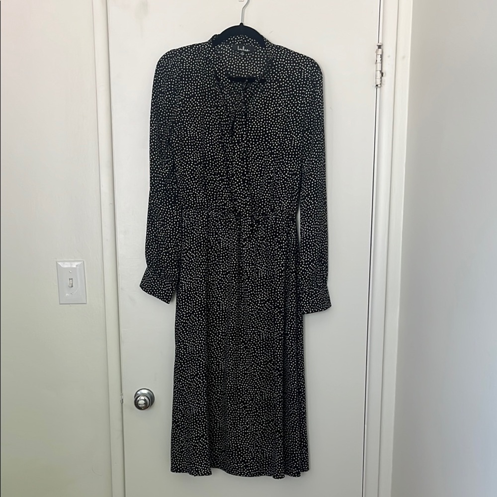 Elegant Lulus Black and White Polka Dot Dress